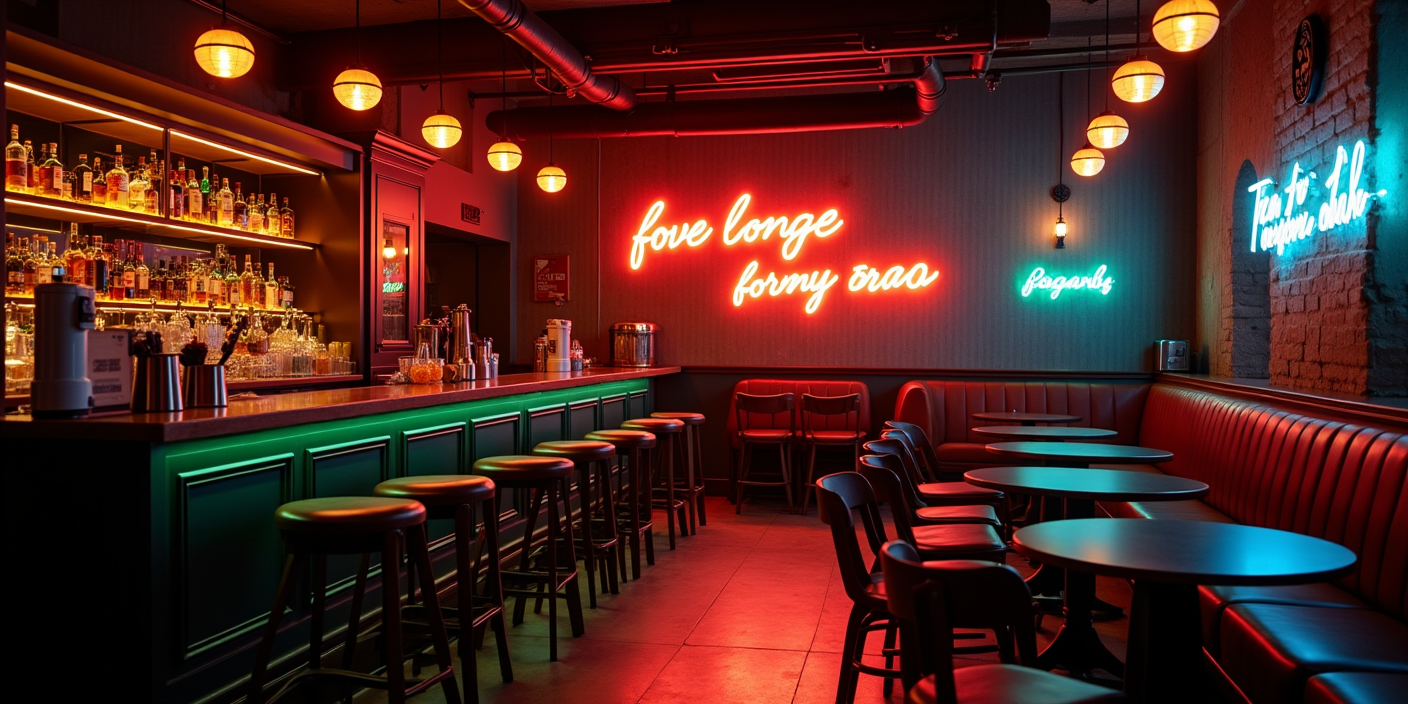 Bar lighting ideas with pendant lights LED accents and neon signs creating a cozy and vibrant atmosphere - 20 Best Bar Lighting Ideas to Enhance Ambiance May 2026 - Vorlane