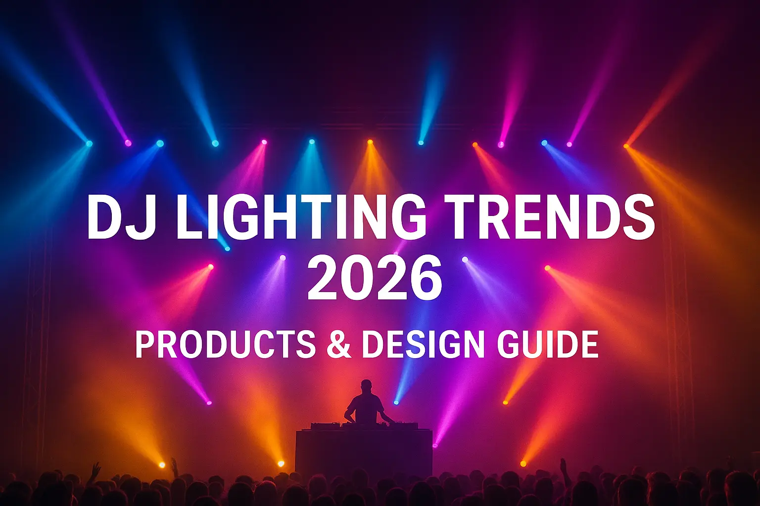 2026 DJ lighting trends feature image with bold title - DJ Lighting Trends 2026: Products & Design Guide - Vorlane - Vorlane