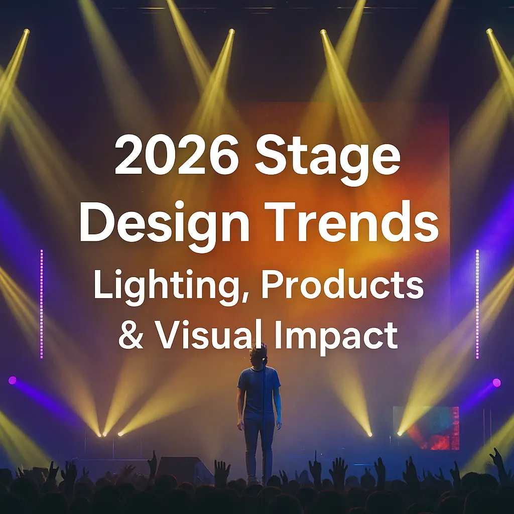 2026 stage design trends feature image with centered title - 2026 Stage Design Trends: Lighting, Products & Visual Impact - Vorlane