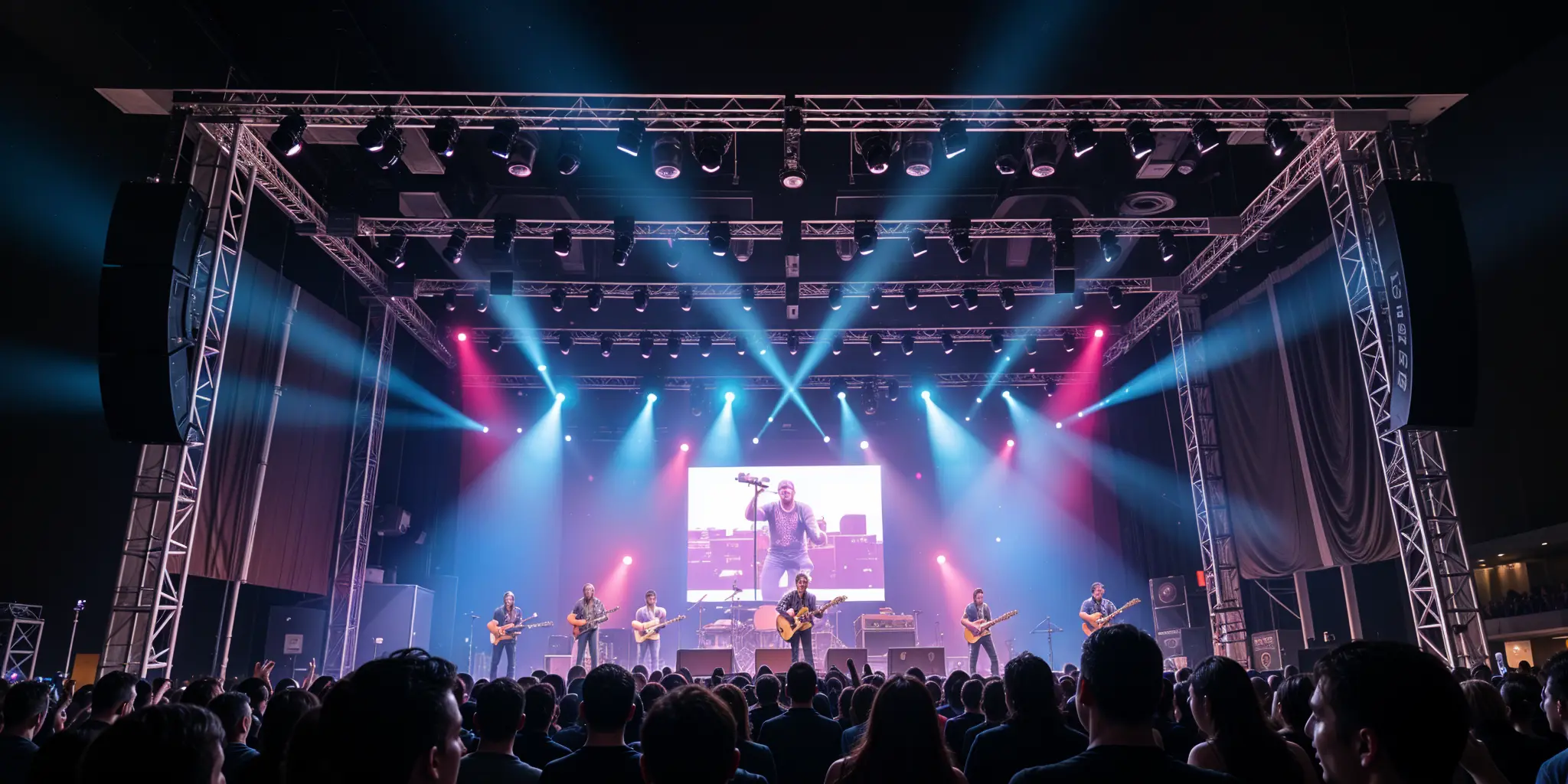 Concert stage setup with professional lighting LED screens sound equipment and instruments for a dynamic live performance - Comprehensive Guide to Setting Up a Concert Stage in 2026 - Vorlane
