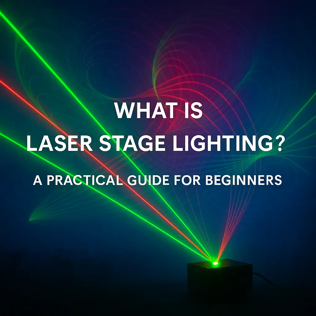 Laser stage lighting guide cover with centered beginner title - What Is Laser Stage Lighting? A Practical Guide for Beginner - Vorlane